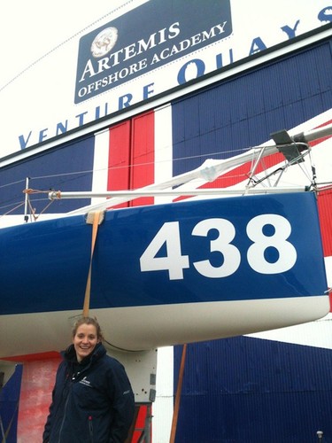 Nikki Curwen and the newly refitted Mini 6,50 © Artemis Offshore Academy www.artemisonline.co.uk